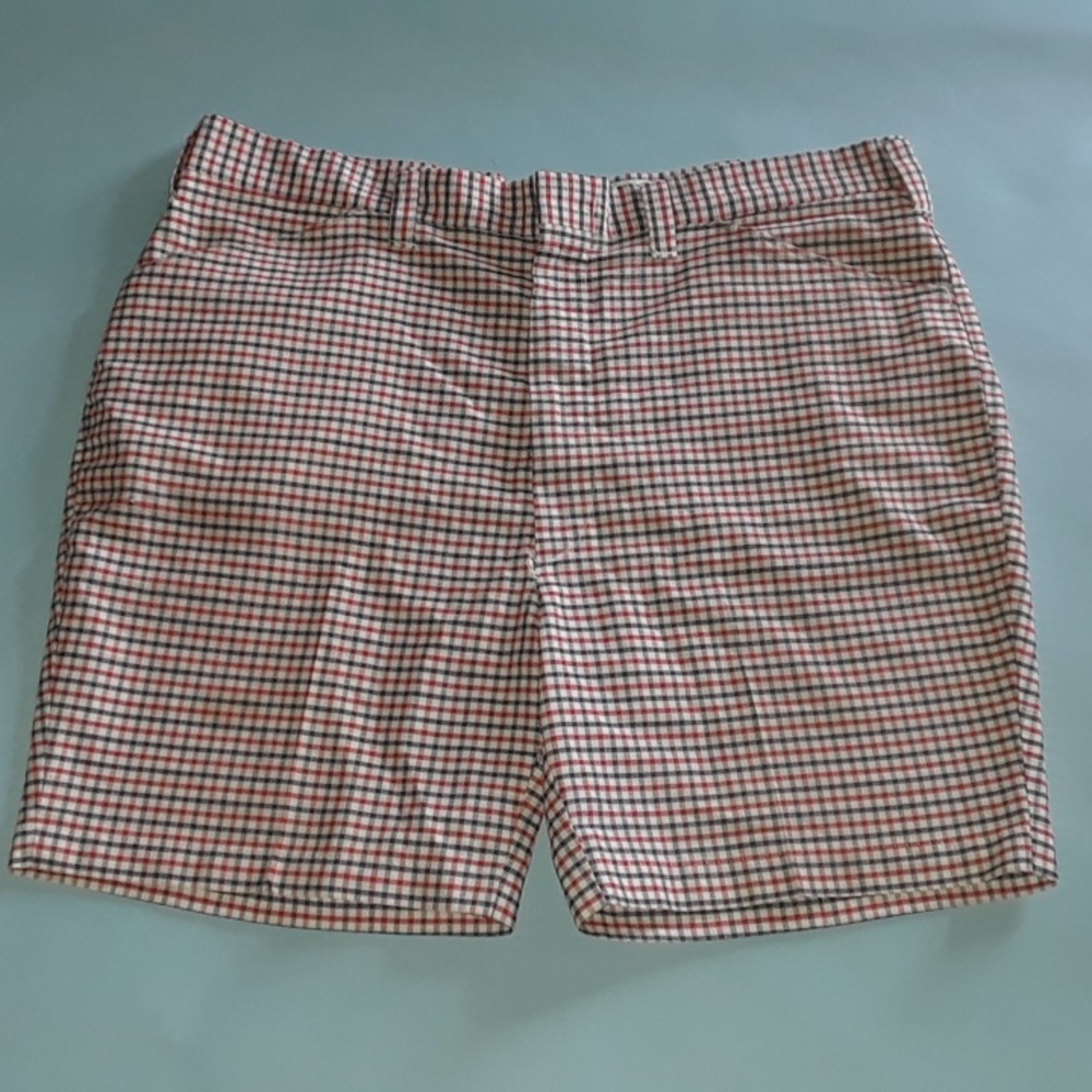 Vintage 1970s Sears Perma-Prest Used Checkered Mens Shorts